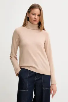 United Colors of Benetton pulover din amestec de lana culoarea bej, light, cu guler, 1035D2551 imagine