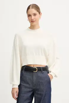 United Colors of Benetton pulover din amestec de lana culoarea bej, light, cu turtleneck, 1Y6SD2041 imagine