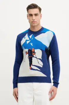 United Colors of Benetton pulover din amestec de lana culoarea bleumarin, 1444K10B4 imagine