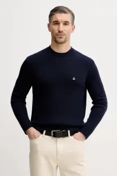 United Colors of Benetton pulover din amestec de lana culoarea bleumarin, 1444U10AZ imagine