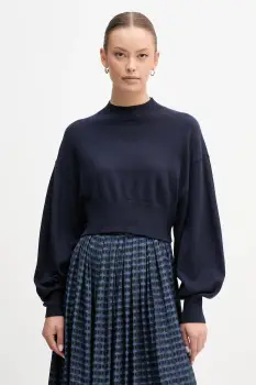 United Colors of Benetton pulover din amestec de lana culoarea bleumarin, light, cu turtleneck, 1Y6SD2041 imagine