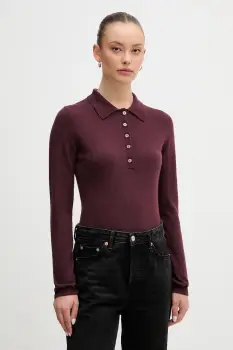 United Colors of Benetton pulover din amestec de lana culoarea bordo, light, 102HD301H imagine