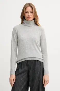 United Colors of Benetton pulover din amestec de lana culoarea gri, light, cu guler, 1035D2551 imagine