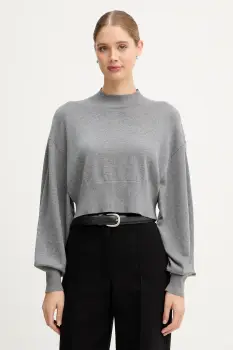 United Colors of Benetton pulover din amestec de lana culoarea gri, light, cu turtleneck, 1Y6SD2041 imagine