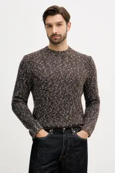 United Colors of Benetton pulover din amestec de lana culoarea maro, 10C3U108M imagine