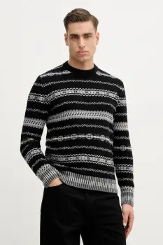 United Colors of Benetton pulover din amestec de lana culoarea negru, 18AYK10AP imagine