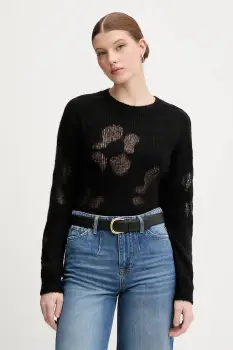 United Colors of Benetton pulover din amestec de lana culoarea negru, 18L4E10EW imagine