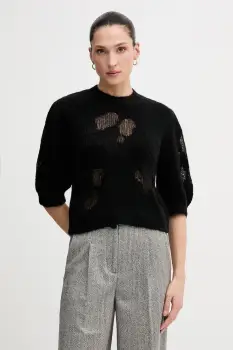 United Colors of Benetton pulover din amestec de lana culoarea negru, light, 18L4E10EV imagine