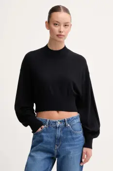 United Colors of Benetton pulover din amestec de lana culoarea negru, light, cu turtleneck, 1Y6SD2041 imagine