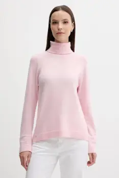 United Colors of Benetton pulover din amestec de lana culoarea roz, light, cu guler, 1035D2551 imagine