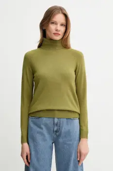 United Colors of Benetton pulover din amestec de lana culoarea verde, light, cu guler, 1035D2551 imagine