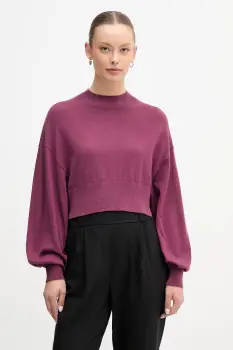 United Colors of Benetton pulover din amestec de lana culoarea violet, light, cu turtleneck, 1Y6SD2041 imagine