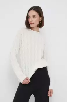 United Colors of Benetton pulover din amestec de lana femei, culoarea bej, cu turtleneck imagine