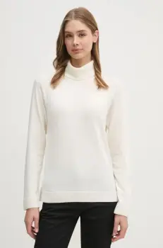 United Colors of Benetton pulover din amestec de lana femei, culoarea gri, light, cu guler, 1035D2551 imagine