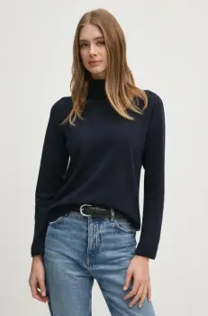 United Colors of Benetton pulover din amestec de lana femei, culoarea gri, light, cu guler, 1035D2551 imagine