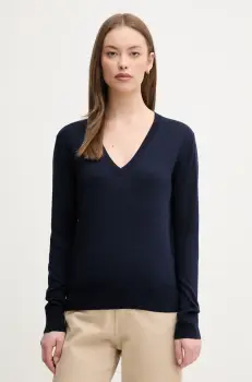 United Colors of Benetton pulover din amestec de matase culoarea bleumarin, light, 1ZRED402L imagine