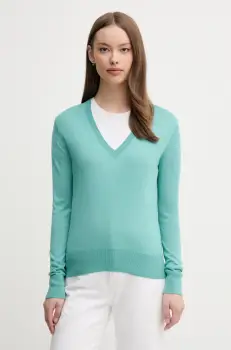 United Colors of Benetton pulover din amestec de matase culoarea turcoaz, light, 1ZRED402L imagine