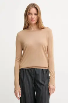 United Colors of Benetton pulover din amestec de matase femei, culoarea bej, light, 1ZRED10CP imagine