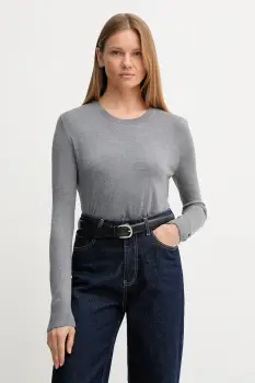 United Colors of Benetton pulover din amestec de matase femei, culoarea gri, light, 1ZRED10CP imagine