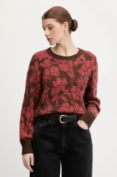 United Colors of Benetton pulover din amestec de mohair culoarea bordo, 1VAAE10F3 imagine