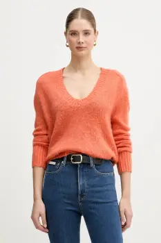 United Colors of Benetton pulover din amestec de mohair culoarea portocaliu, 1VAAD10EX imagine