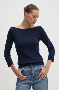 United Colors of Benetton pulover femei, culoarea albastru marin, light imagine