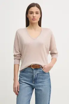 United Colors of Benetton pulover femei, culoarea bej, light, 103VD402R imagine