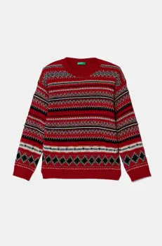 United Colors of Benetton pulover pentru copii din amestec de lana culoarea rosu, 1076Q107J imagine