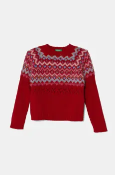 United Colors of Benetton pulover pentru copii din amestec de lana culoarea rosu, 1176Q107K imagine