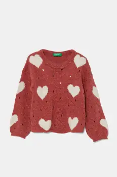 United Colors of Benetton pulover pentru copii din amestec de lana culoarea roz, light, 1076H102A imagine