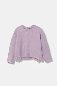 United Colors of Benetton pulover pentru copii din amestec de lana culoarea violet, 1VPUC108V imagine