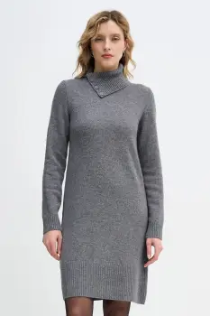 United Colors of Benetton rochie cu lana culoarea gri, midi, mulata, 1444DV02F imagine