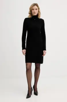 United Colors of Benetton rochie cu lana culoarea negru, midi, mulata, 1444DV02F imagine