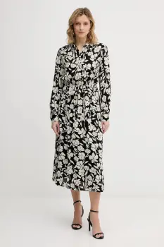 United Colors of Benetton rochie culoarea bej, midi, evazati, 40IGDV0C1 imagine