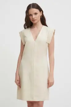 United Colors of Benetton rochie culoarea bej, mini, drept imagine