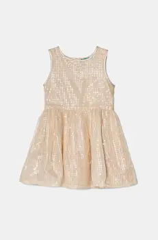 United Colors of Benetton rochie culoarea bej, mini, evazati, 42R4GV01Z imagine