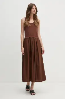 United Colors of Benetton rochie culoarea maro, maxi, evazati, 4VLDDV0AS imagine