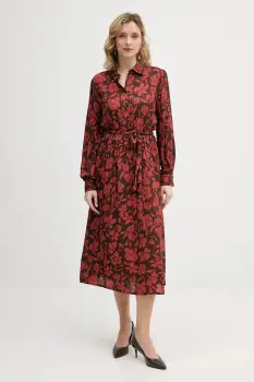 United Colors of Benetton rochie culoarea rosu, midi, evazati, 40IGDV0C1 imagine