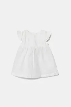 United Colors of Benetton rochie de in pentru bebelusi culoarea alb, midi, evazati, 43WBAV00N imagine