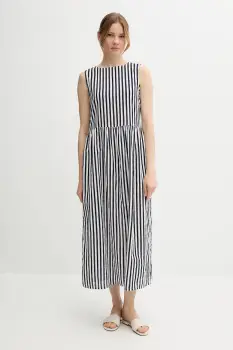 United Colors of Benetton rochie din amestec de in culoarea bleumarin, maxi, evazati, 48I5DV0BK imagine