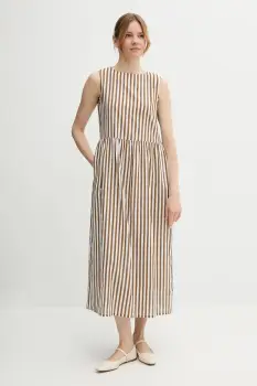 United Colors of Benetton rochie din amestec de in culoarea maro, maxi, evazati, 48I5DV0BK imagine