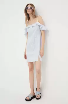 United Colors of Benetton rochie din amestec de in mini, drept imagine