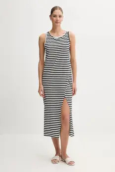 United Colors of Benetton rochie din bumbac culoarea negru, midi, drept, 3W0C5V02F imagine