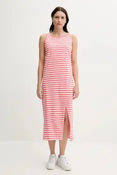 United Colors of Benetton rochie din bumbac culoarea roz, midi, drept, 3W0C5V02F imagine