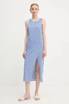 United Colors of Benetton rochie din bumbac culoarea violet, midi, drept, 3W0C5V02F imagine