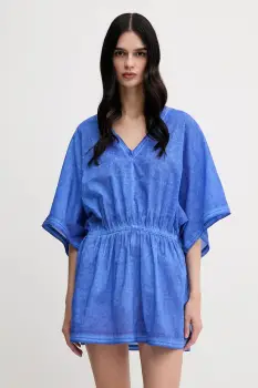 United Colors of Benetton rochie din bumbac culoarea violet, mini, evazati, 4OPJ5V02G imagine