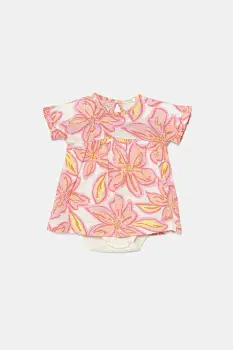 United Colors of Benetton rochie din bumbac pentru bebelusi culoarea roz, midi, evazati, 3O7SAV00L imagine
