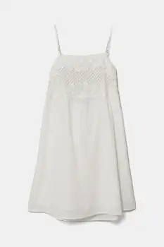 United Colors of Benetton rochie din bumbac pentru copii culoarea alb, mini, evazati, 4Q2LCV03H imagine