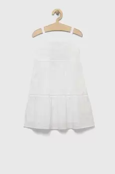 United Colors of Benetton rochie din bumbac pentru copii culoarea alb, mini, evazati imagine