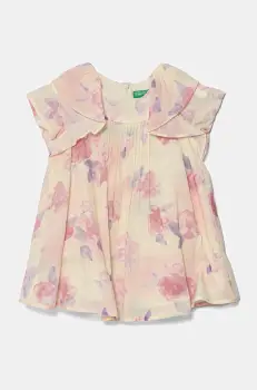 United Colors of Benetton rochie din bumbac pentru copii culoarea roz, mini, evazati, 4HYUGV02B imagine